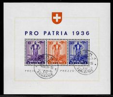 1936, W8, Block Pro Patria gestempelt BERN 1 (15339)