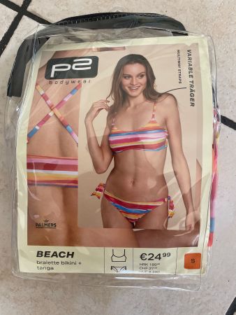 Neues gestreiftes P2 Bikini Gr. S
