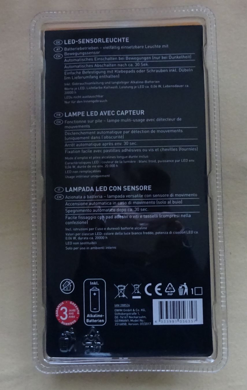 Lampade: LED Sensorleuchte – Nuovo e nell'imballaggio originale da Wagenhausen venduto da M.Sieg 1