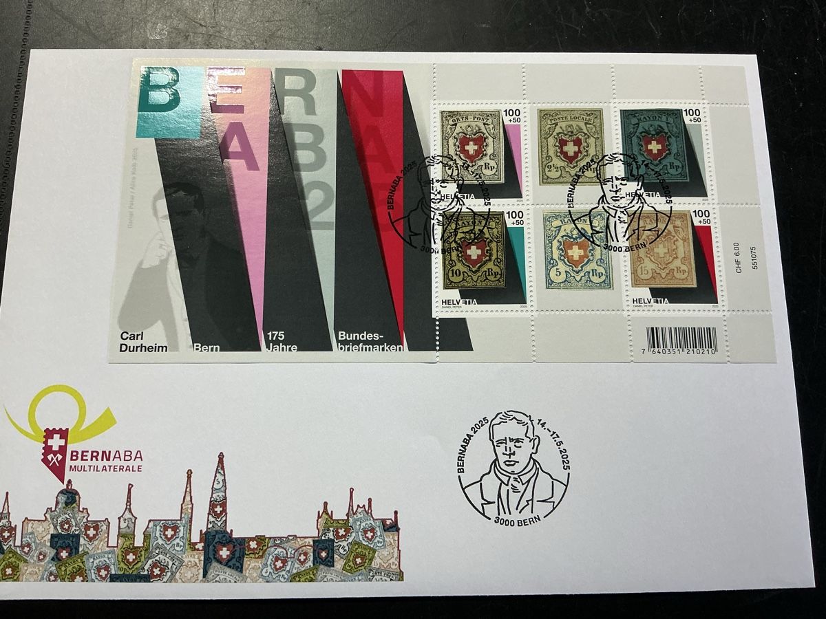 Tutti i francobolli: Bern Briefmarkenblock 175 Jahre Carl Durheim Neu – Usato da Hedingen venduto da Juniswiss