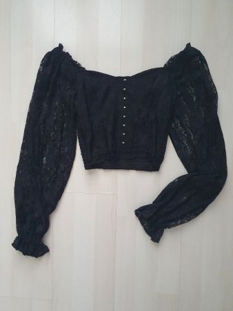 Gothicbluse m. Spitze und Verschlüssen Gr S *neu*