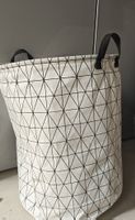 Fabric Laundry Basket Geometric Pattern White