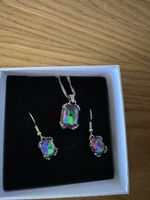 Ensemble Collier et Boucles d'Oreilles Pierre Arc-en-ciel