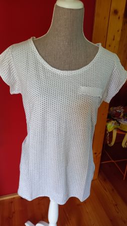 Damen T-Shirt weiss Punkte Kurzarm Grösse L guter Zustand
