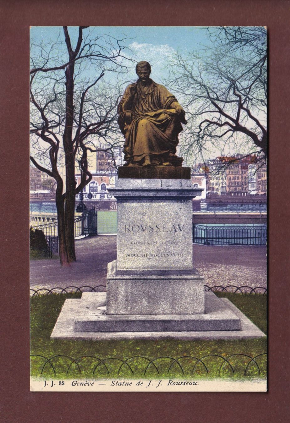 Cartoline postali: GENEVE - Statue Rousseau – Usato da Pully venduto da nicecards