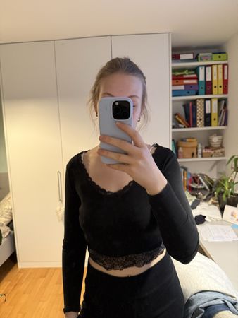 Even&Odd Top, Langarm mit Spitzen