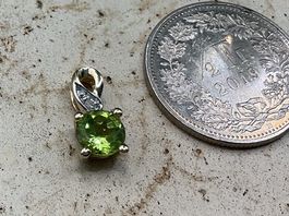 9ct Gelbgold Vintage Anhänger, Diamant und Peridot