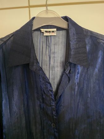 Lisa Marlén festliche transparente Longbluse d.blau ca.48-52