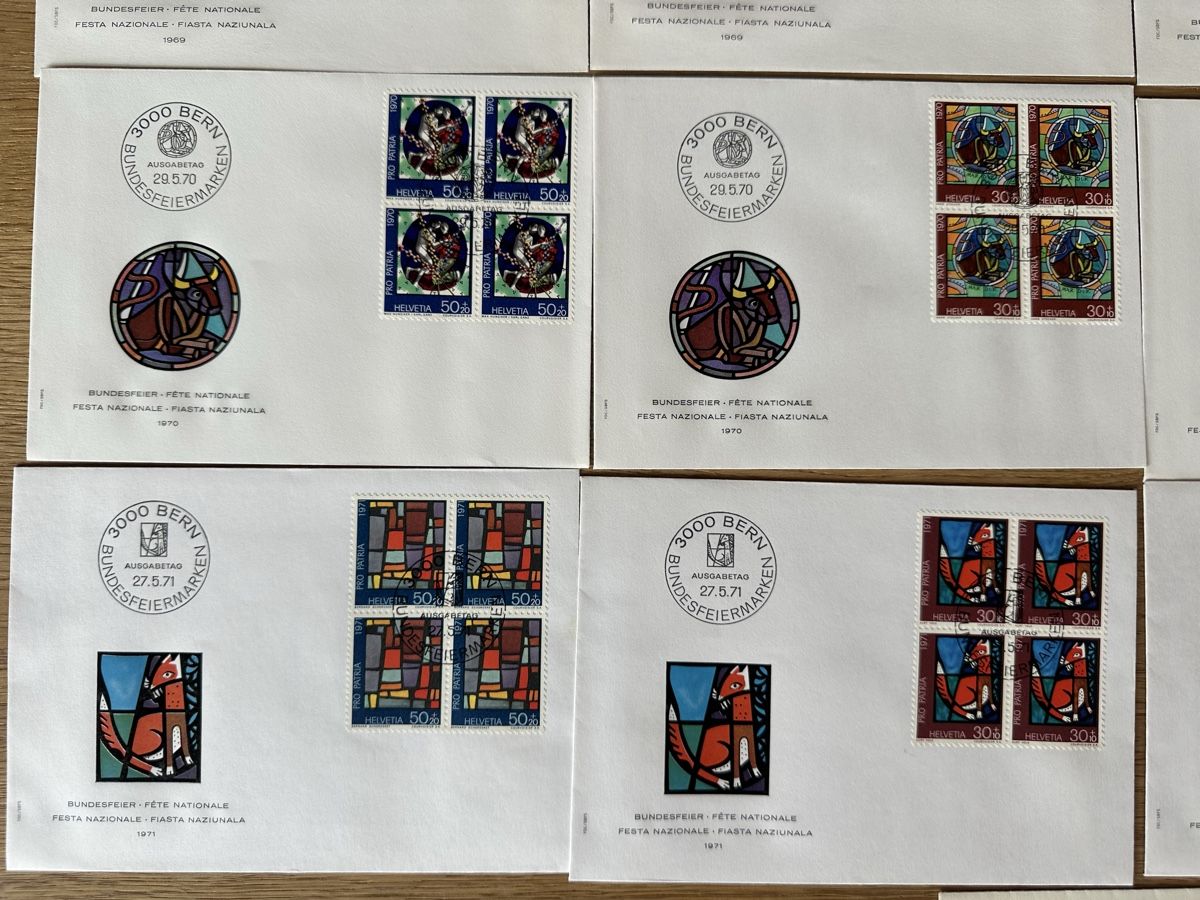Tutti i francobolli: Schweiz - 17x Pro Patria FDC 4er Block – Usato da Schmitten / FR venduto da Samsara169 3