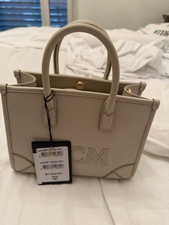 MCM Munchen Tote Mini Handtasche-oatmeal 