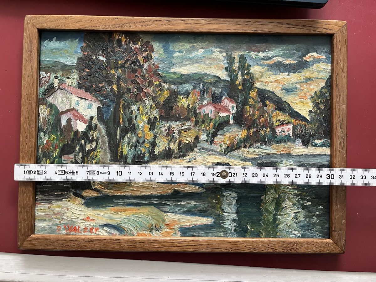 Gemälde: Gemälde "Fischerdorf" P. Walzer Impressionismus Öl signiert – Gebraucht aus Muri b. Bern von Sugimoto 2