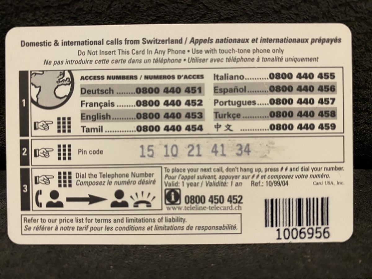 Schede telefoniche: Teleline  – Usato da Lausanne venduto da babacard10 1