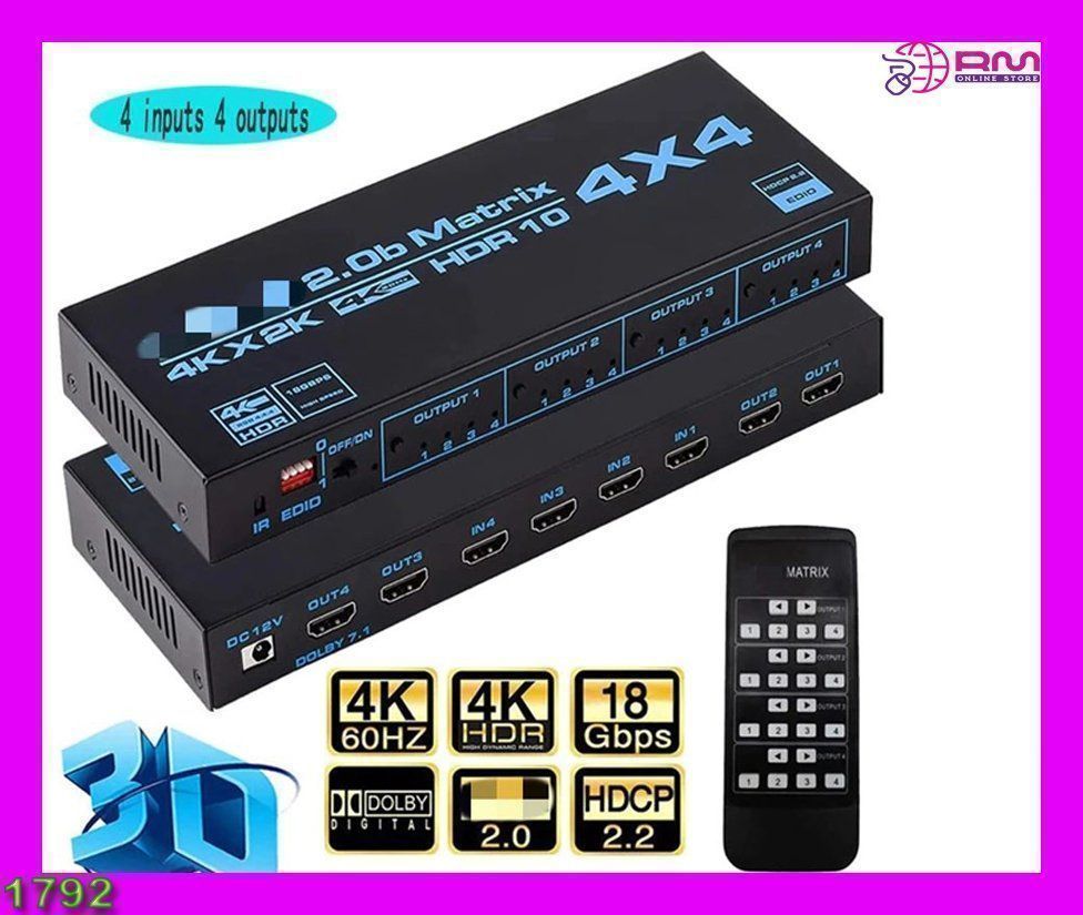 Home cinéma: HDMI-Splitter 4x4, 4K Matrix – Neuf avec emballage d'origine à Unterägeri par RmOnline
