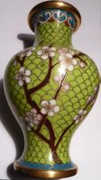 EINMALIGE GELB/GRÜNE CLOISONNÉ VASE-10 x 7 CM,-KEINE DEFEKTE