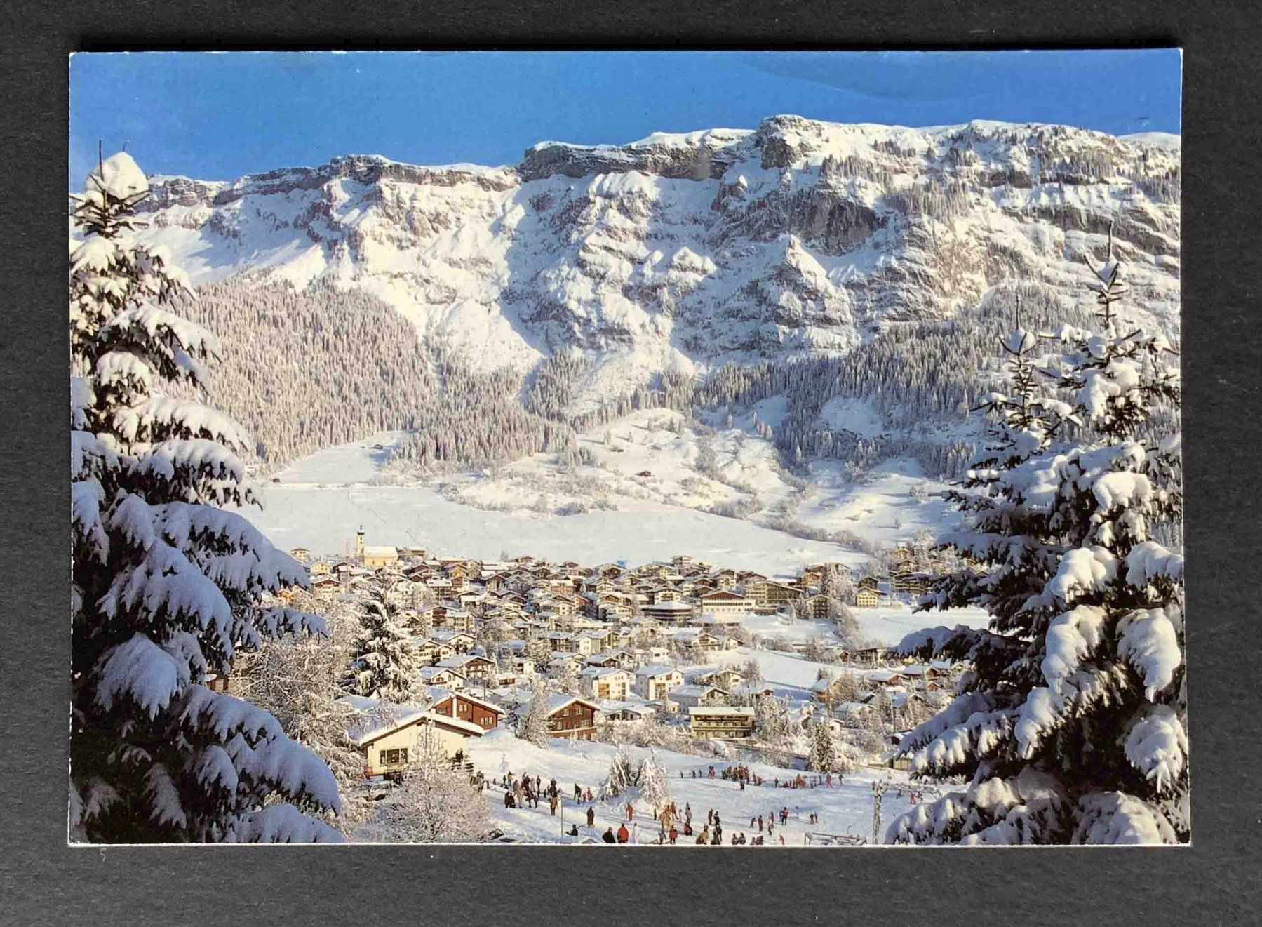 Ansichtskarten: AK Flims Dorf mit Skiwiese – Gebraucht aus Goldau von artelier1