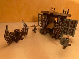 Chariot Dragon Playmobil + catapulte + 2 arbalètes sur pied