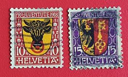 PRO JUVENTUTE SATZ 10 URI 11 GENEVE 1918 GESTEMPELT