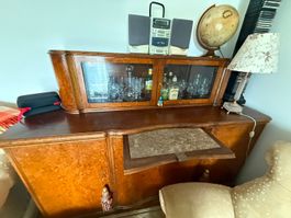 Buffet mit Glasaufsatz Rosebaum Wurzelholz Vintage 1950er