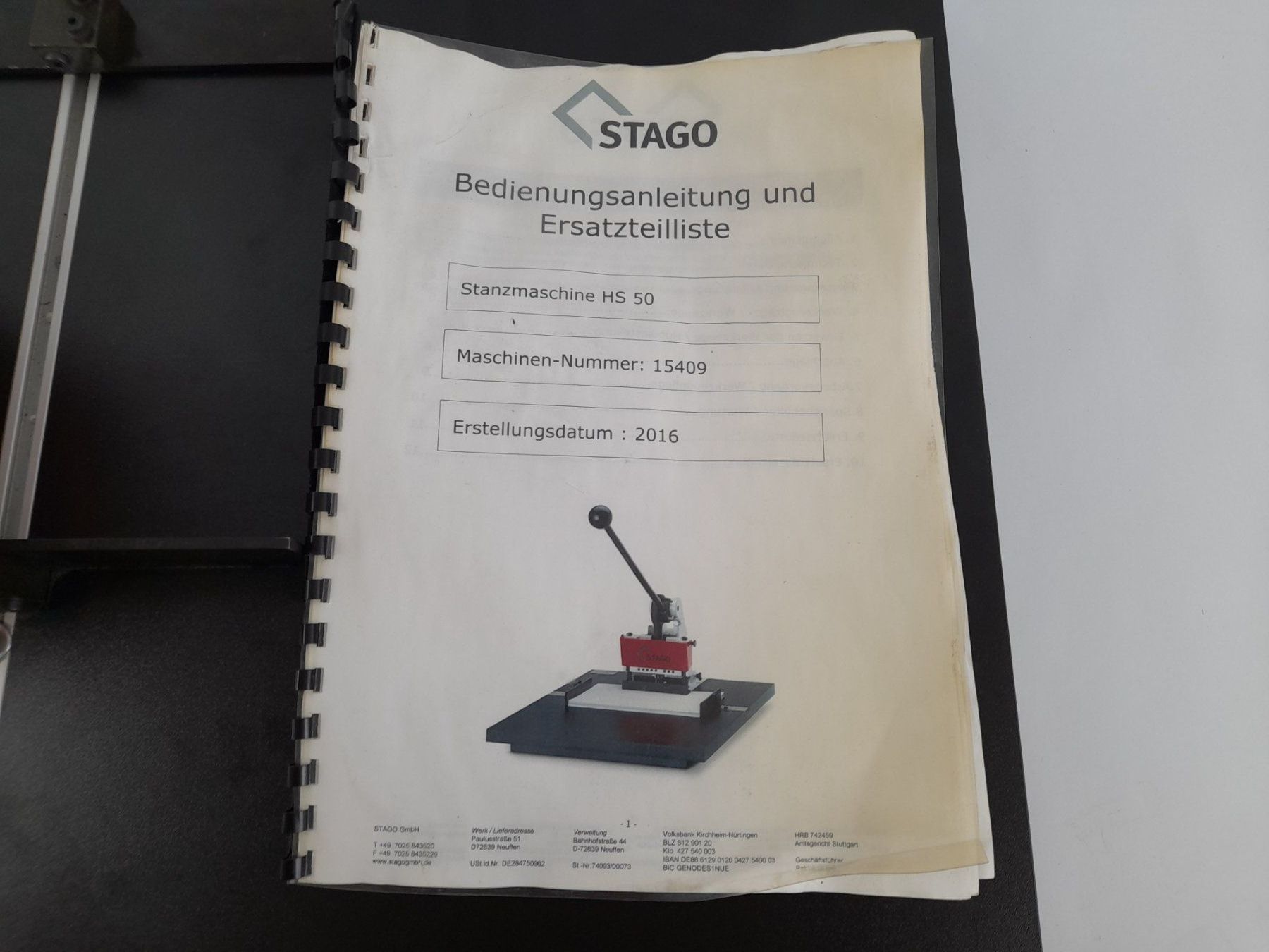 Tutte le macchine: STAGO Stanzmaschine HS 50 – Usato da Liebefeld venduto da Restwert_Liebefeld 2