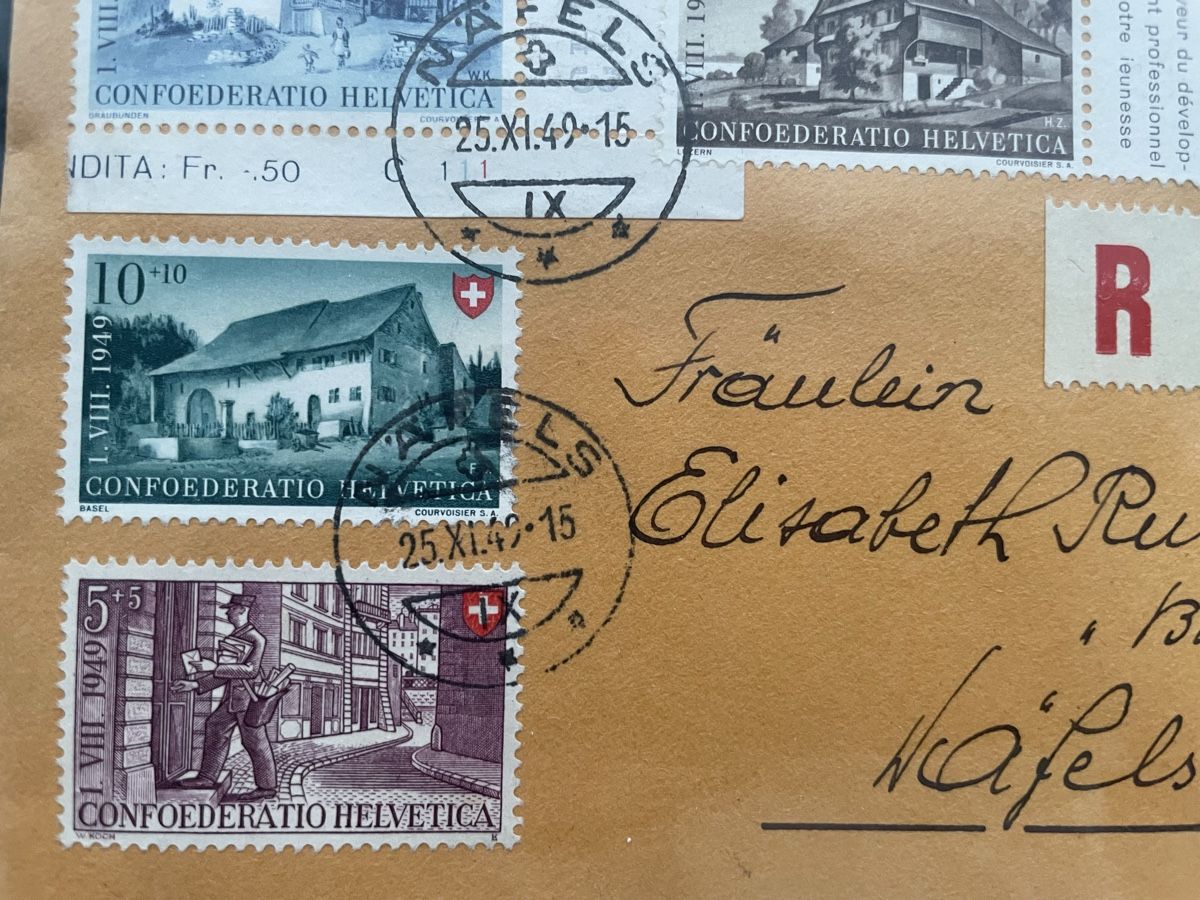 Buste & buste per spedizione: Briefumschlag von 1949 Schweiz – Usato da Meierskappel venduto da Hala03 2