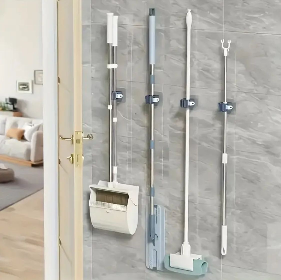 Supporti a parete: 3x Besenhalter, selbstklebend, neu, grau – Nuovo e nell'imballaggio originale da Suhr venduto da SchnapperCH