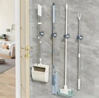 3x Besenhalter, selbstklebend, neu, grau