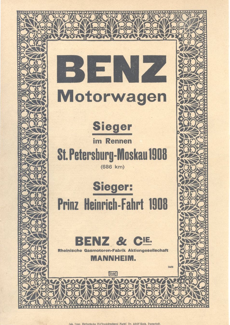 Documenti: BENZ Motorwagen Rennen 1908 – Nuovo (secondo la descrizione) da Biel/Bienne venduto da 07helios032