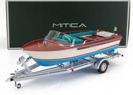 RIVA JUNIOR MOTORBOOT auf ANHÄNGER 1966 BLAU 1:18 MITICA