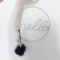 Deko Anhänger / 20cm rund, gold, hello