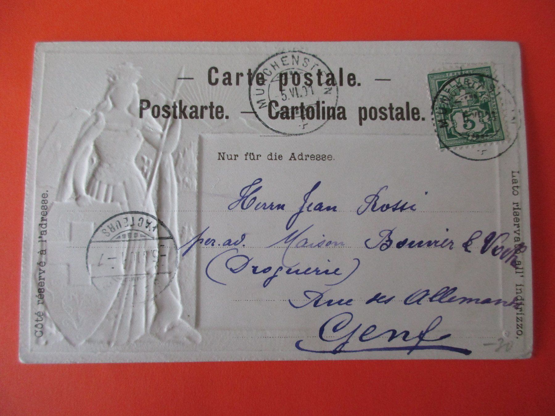 Cartoline postali: MÖNCHENSTEIN Prägelitho / Gel. 1901 / Ansichtskarte – Usato da Eschenbach LU venduto da Jack1711 1