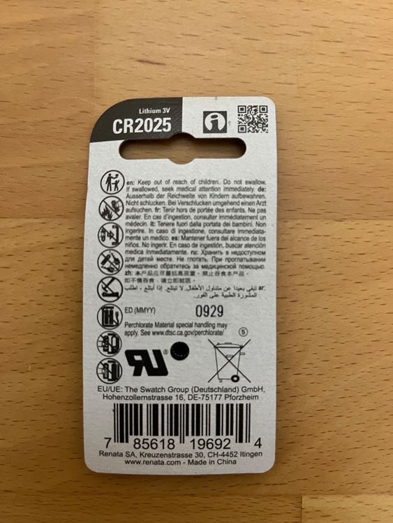 Renata CR2025 3V Lithium-Batterie | Kaufen auf Ricardo