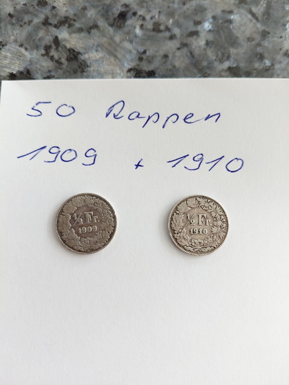 Tutti le monete: 2x 50 Rappen 1909 und 1910 – Usato da Bonaduz venduto da topolino052
