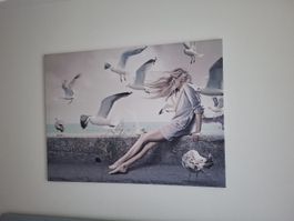 Maritiem Stil Leinwandbild, Meer, Möwen, Kaffee ,120x90 cm