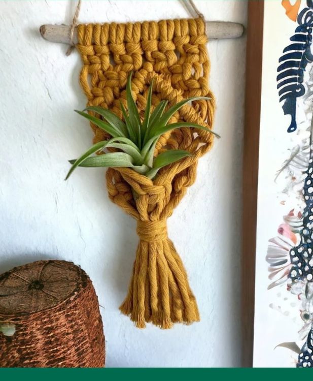Makramee-Pflanzenhänger Aus Baumwolle – 89 Cm, Ohne Quaste, Für Töpfe 15–25 Cm, Boho-Deko