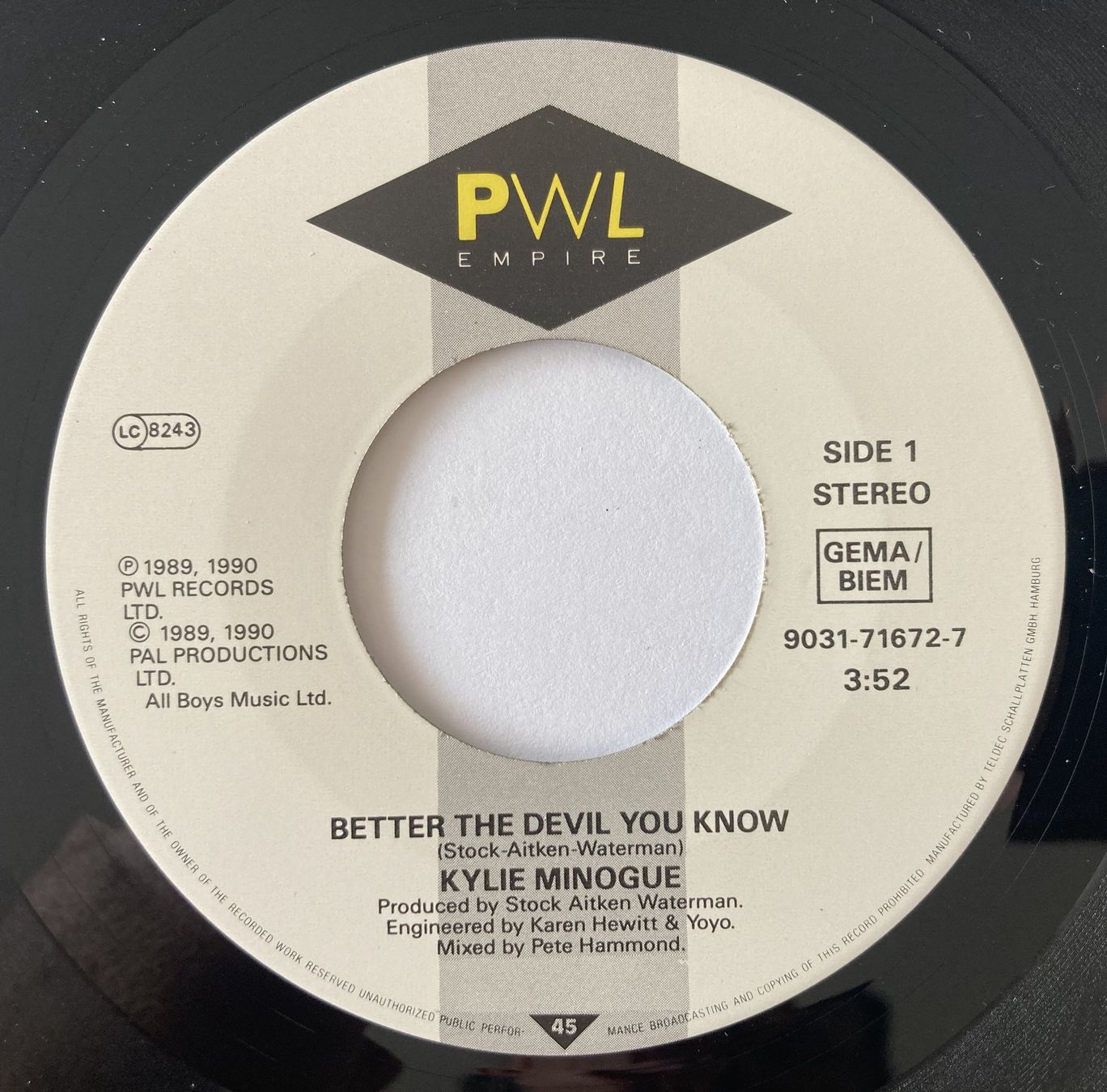 Schallplatten: KYLIE MINOGUE - BETTER THE DEVIL YOU KNOW – Gebraucht aus Bottens von hotter-than-hell 2