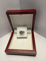 Silberring Schachbrett-Design mit Zirkonia, 12.1g, Top!