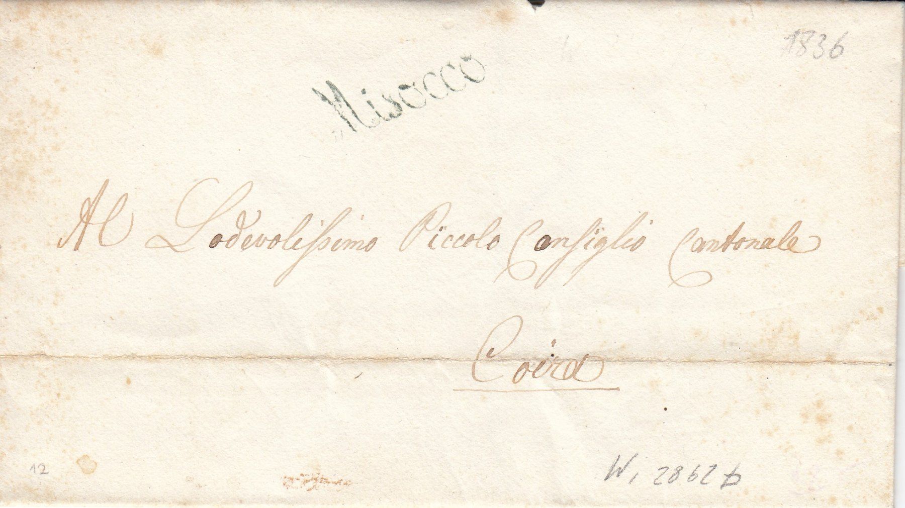 Tous les timbres: 1836 Stabstempel Misocco Winkler 2862b, Brief nach Chur – D'occasion à Rheinfelden par iamello