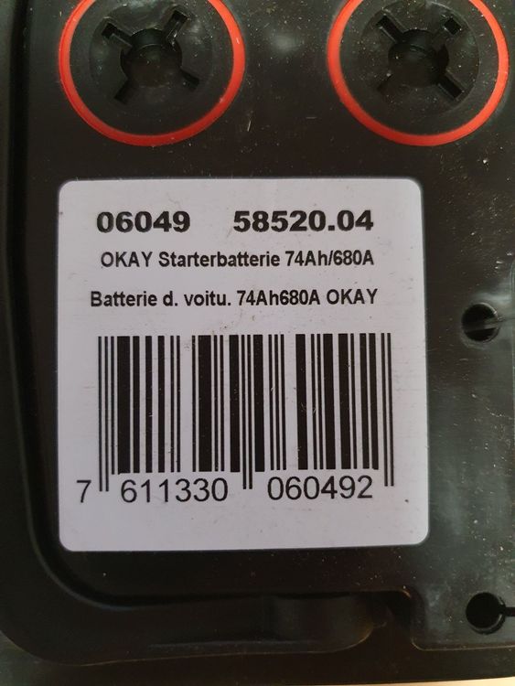 Batterie voit. Okay 74Ah/680A Acheter - Accessoires voitures - LANDI