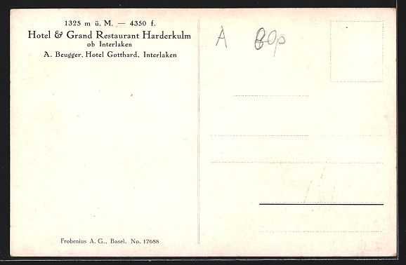 Cartoline postali: Interlaken, Hotel, Grand Restaurant Hard – Usato da Berlin venduto da bartko-reher 1