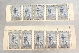 1934 10 x NABA Vignetten in Fünferstreifen