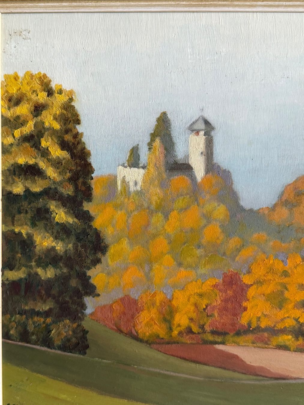Dipinti: K. Röthlisberger 1950 Schloss Herbstlandschaft ÖlGemälde – Usato da Basel venduto da PAUL_ART 2