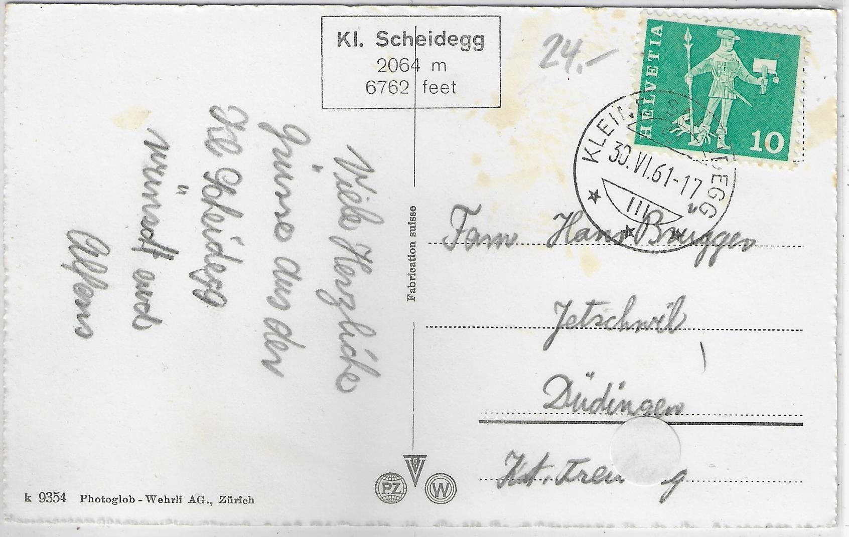 Cartoline postali: Eiger, Mönch und Jungfrau als Gesichter – Usato da Ettingen venduto da Kartenplanet 1