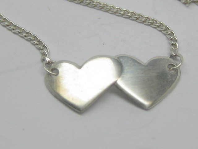 Ketten: Panzerkette Kette Collier Doppel-Herz Silber 835 + MP – Gebraucht aus Ermatingen von Decovin 2