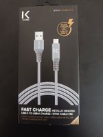 Fast Charge Metallic Braided USB-C to USB-A Ladekabel