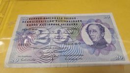 Seltene 20 Franken Note der SNB von 1971 Serie 80