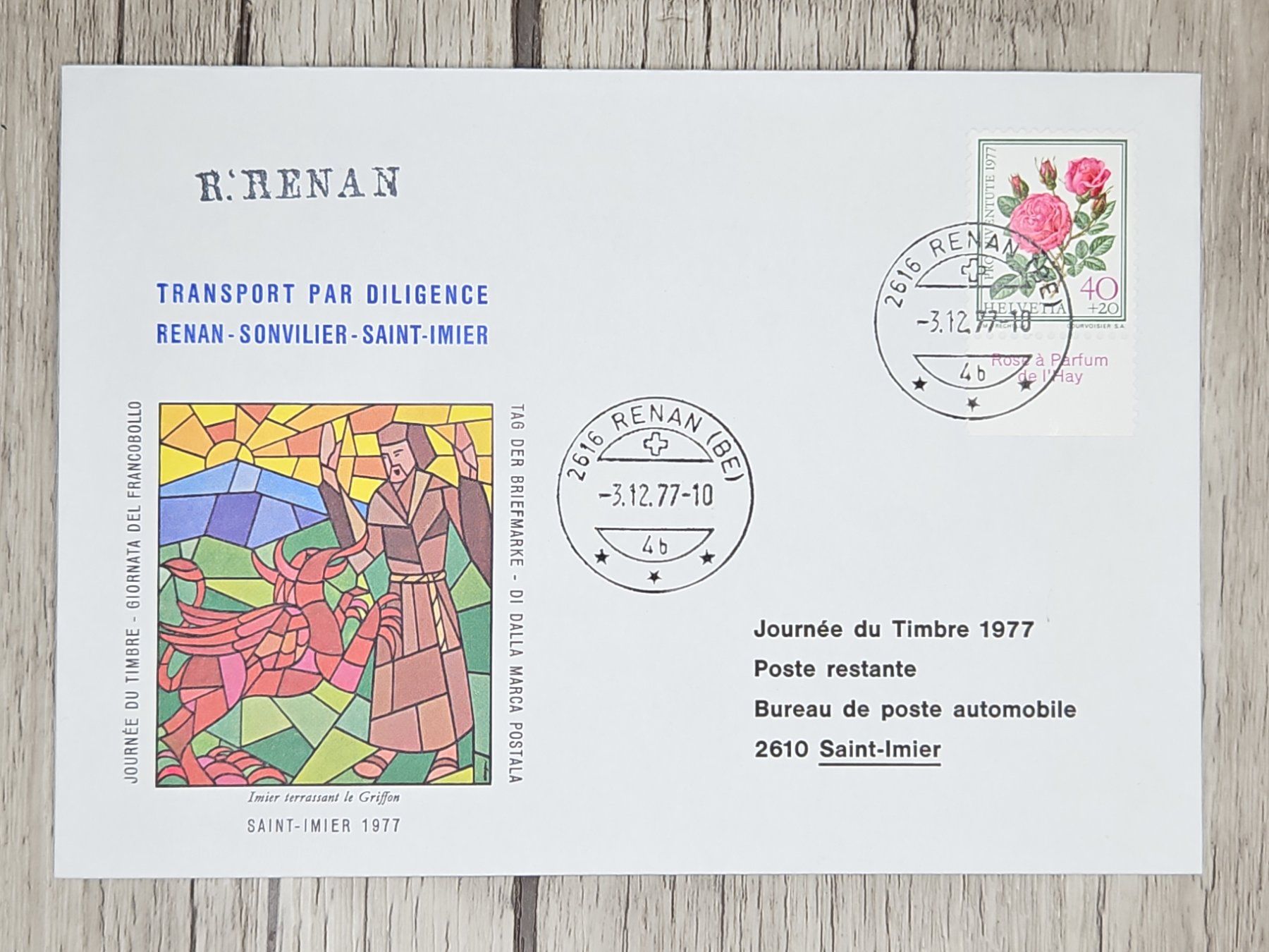 Tutti i francobolli: CL09 Enveloppe + Timbre Suisse 1977 – Usato da Cousset venduto da Patrick_Collections