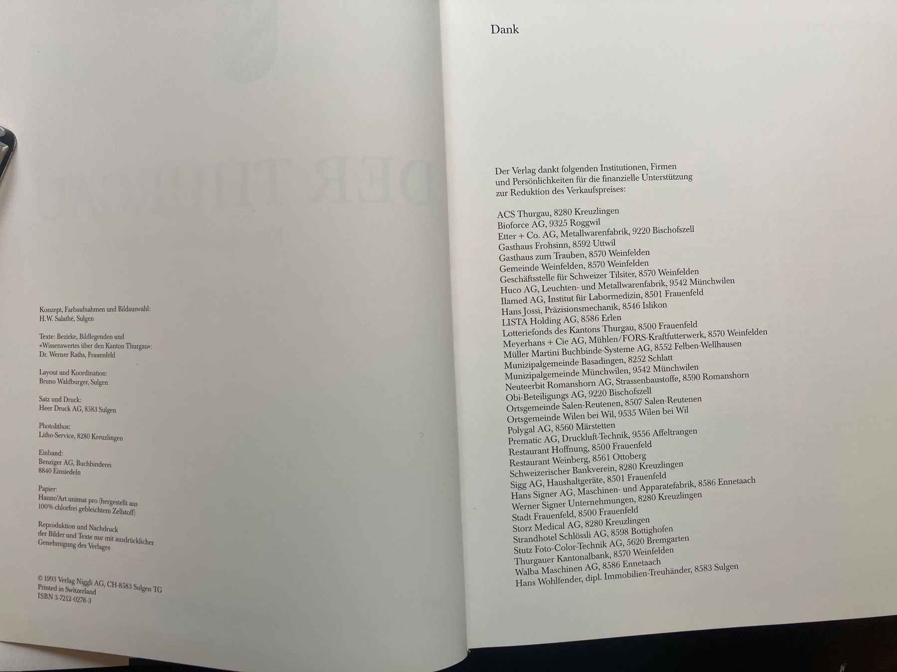 Libri: Der Thurgau. H. W. Salathé, W. Raths – Usato da Wangen ZH venduto da day01 2