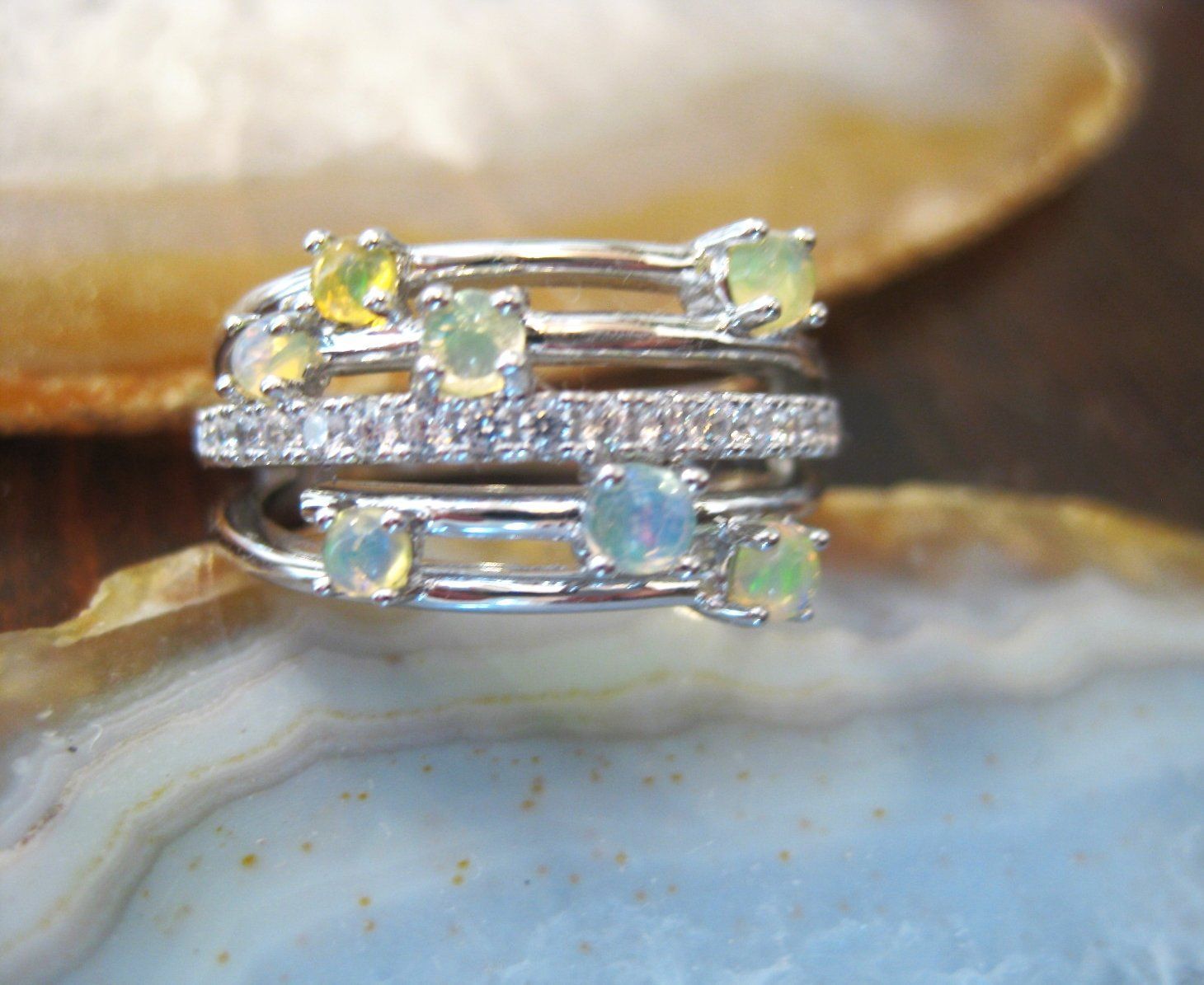 Ringe: ST. SILBER 925° ECHT ÀTHIOPIENOPAL RING MP DURCHMESSER 18 – Neu (gemäss Beschreibung) aus Weiningen ZH von actera 1