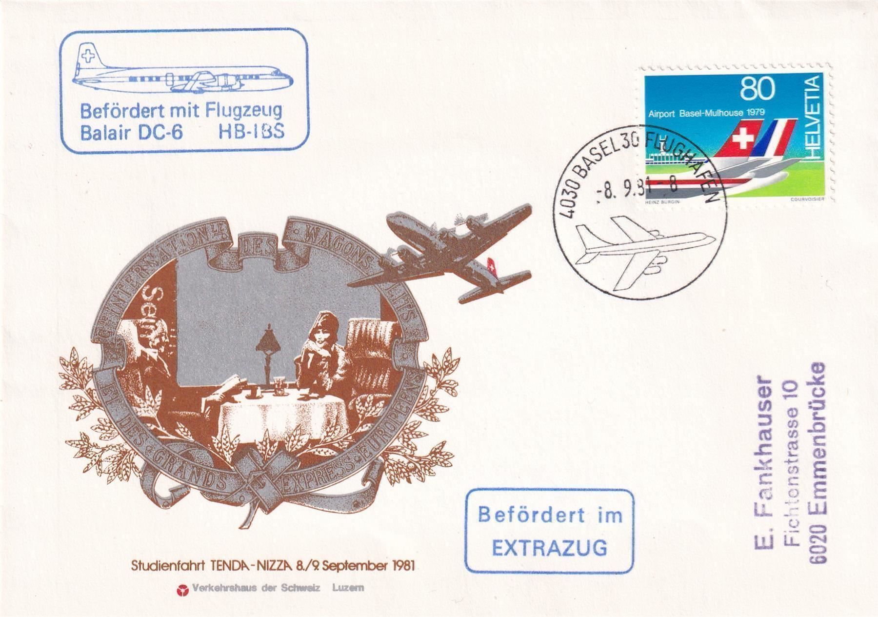 Tutti i francobolli: Sonderflug BALAIR 8./9.9.1981 – Usato da Baar venduto da Asmara111