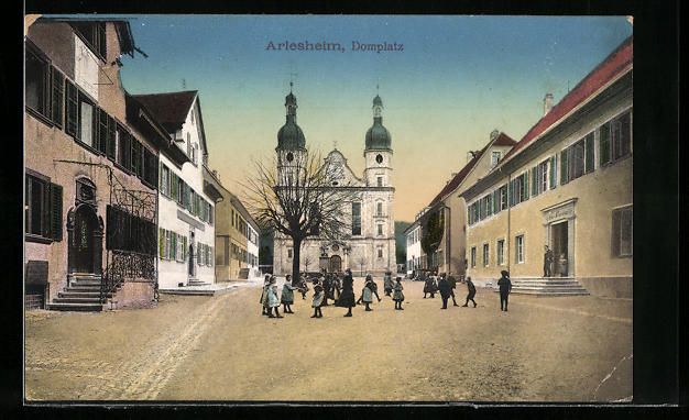 Cartoline postali: Arlesheim, Domplatz mit spielenden Kinde – Usato da Berlin venduto da bartko-reher